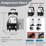GRUOTEIS Girls Boys Rolling Backpack, Elementary Middle School Kids Bookbag Roller Backpack for Boys Girls with 2 Wheels, White