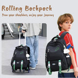 GRUOTEIS Girls Boys Rolling Backpack, Elementary Middle School Kids Bookbag Roller Backpack for Boys Girls with 2 Wheels, White