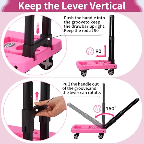 GtIiFmTe Foldable Hand Truck, Lightweight Luggage Cart for Airport Car Seat