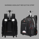 GUANGJUYUAN Rolling Backpack for Adults, 22 Inch Backpack with Wheels for Business, College Student and Travel Commuter, Waterproof Wheeled Backpack (black)