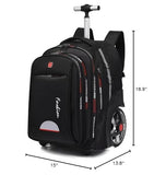 GUANGJUYUAN Rolling Backpack for Adults, 22 Inch Backpack with Wheels for Business, College Student and Travel Commuter, Waterproof Wheeled Backpack (black)