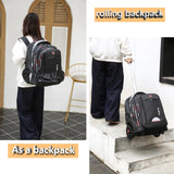 GUANGJUYUAN Rolling Backpack for Adults, 22 Inch Backpack with Wheels for Business, College Student and Travel Commuter, Waterproof Wheeled Backpack (black)