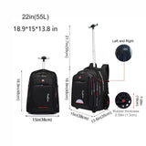 GUANGJUYUAN Rolling Backpack for Adults, 22 Inch Backpack with Wheels for Business, College Student and Travel Commuter, Waterproof Wheeled Backpack (black)