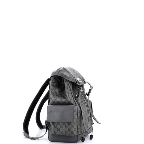 Gucci, Pre-Loved Ophidia Flap Backpack GG Coated Canvas Medium, Gray