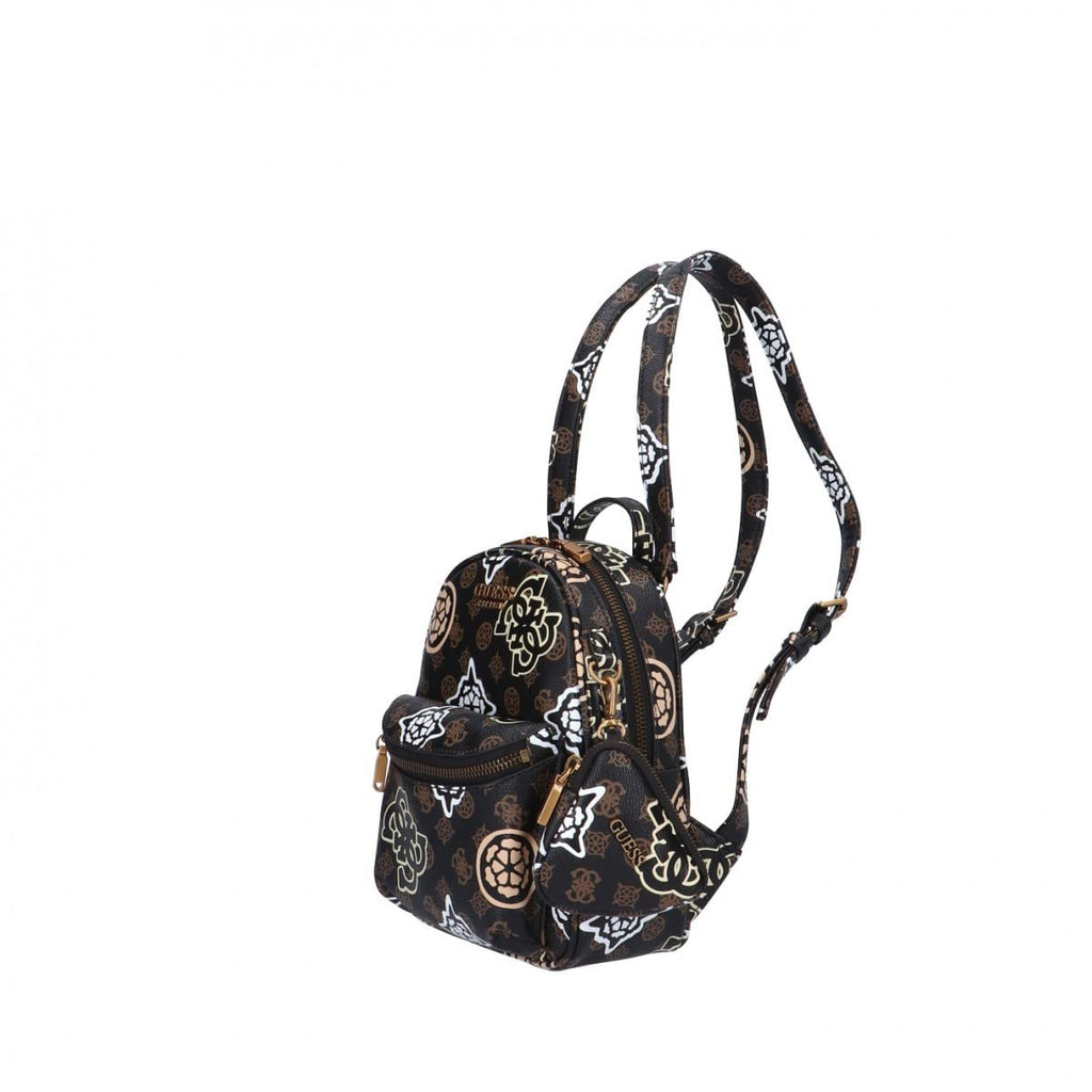 Guess Bags House Party Backpack, Brown Logo Multi, Taglia unica