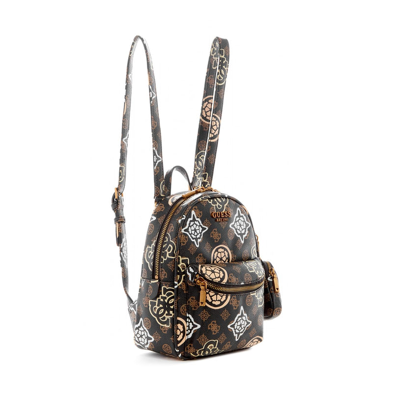 Guess Bags House Party Backpack, Brown Logo Multi, Taglia unica