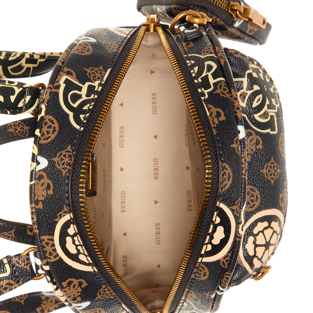 Guess Bags House Party Backpack, Brown Logo Multi, Taglia unica