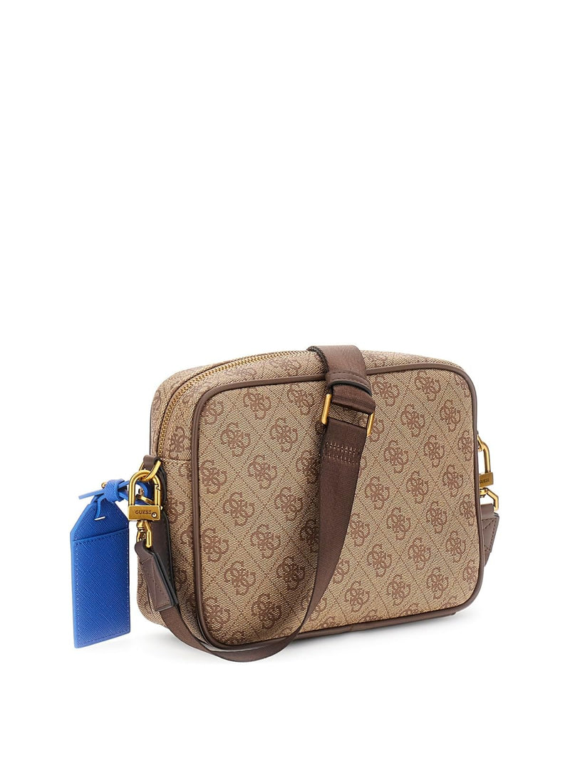 GUESS Milano Crossbody Shoulder Bag Double Zip Bag Beige/Brown Light Brown