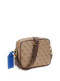GUESS Milano Crossbody Shoulder Bag Double Zip Bag Beige/Brown Light Brown