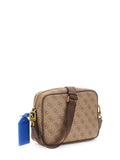 GUESS Milano Crossbody Shoulder Bag Double Zip Bag Beige/Brown Light Brown