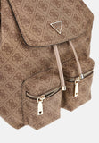 GUESS Women's Manhattan II Flap Backpack Latte Logo One Size