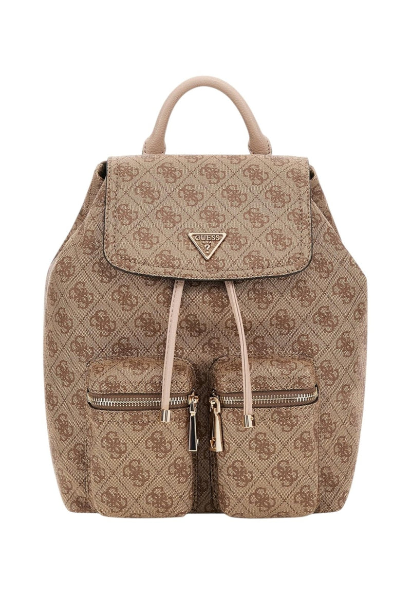 GUESS Women's Manhattan II Flap Backpack Latte Logo One Size