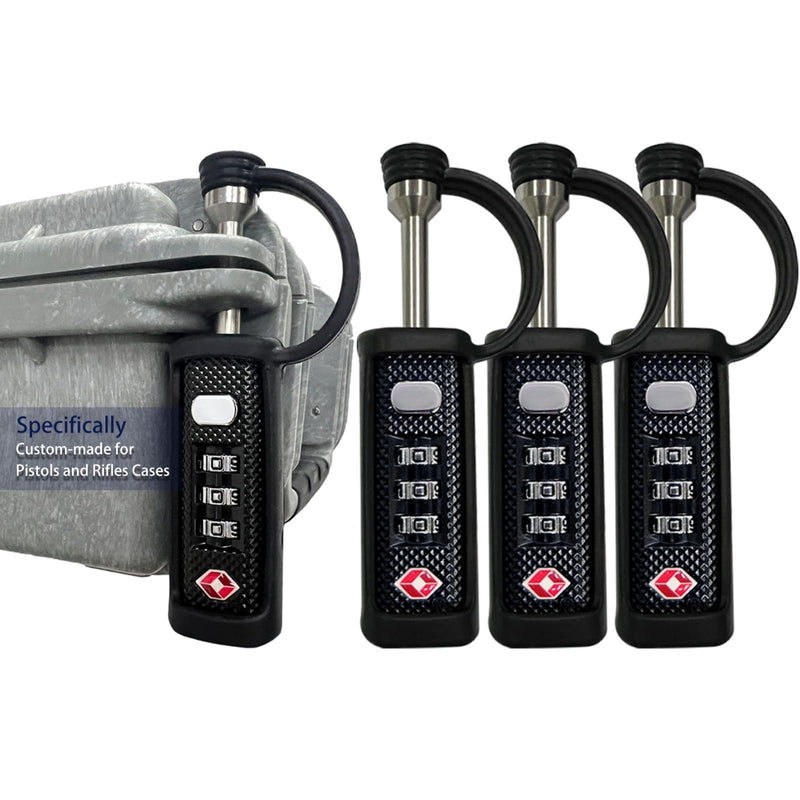 Gun Case Locks 4 Pack Hard Rifle Cases TSA Approved Firearm Travel Case Locks, Hard Pistol Travel Cases Lock Gun Carrying Cases Lock Padlocks Cut - Proof Cases for Rifles Revolvers (Black - 4P - 2 Upgraded)