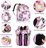 GurZinn Diaper Bag Backpack with Changing Station, Foldable for Bady Toddler, 3 in 1 Large Capacity Newborn Essentials Organizer with Stroller Hook for Girls and Boys（Pink）