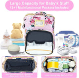 GurZinn Diaper Bag Backpack with Changing Station, Foldable for Bady Toddler, 3 in 1 Large Capacity Newborn Essentials Organizer with Stroller Hook for Girls and Boys（Pink）