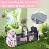 GurZinn Diaper Bag Backpack with Changing Station, Foldable for Bady Toddler, 3 in 1 Large Capacity Newborn Essentials Organizer with Stroller Hook for Girls and Boys（Pink）