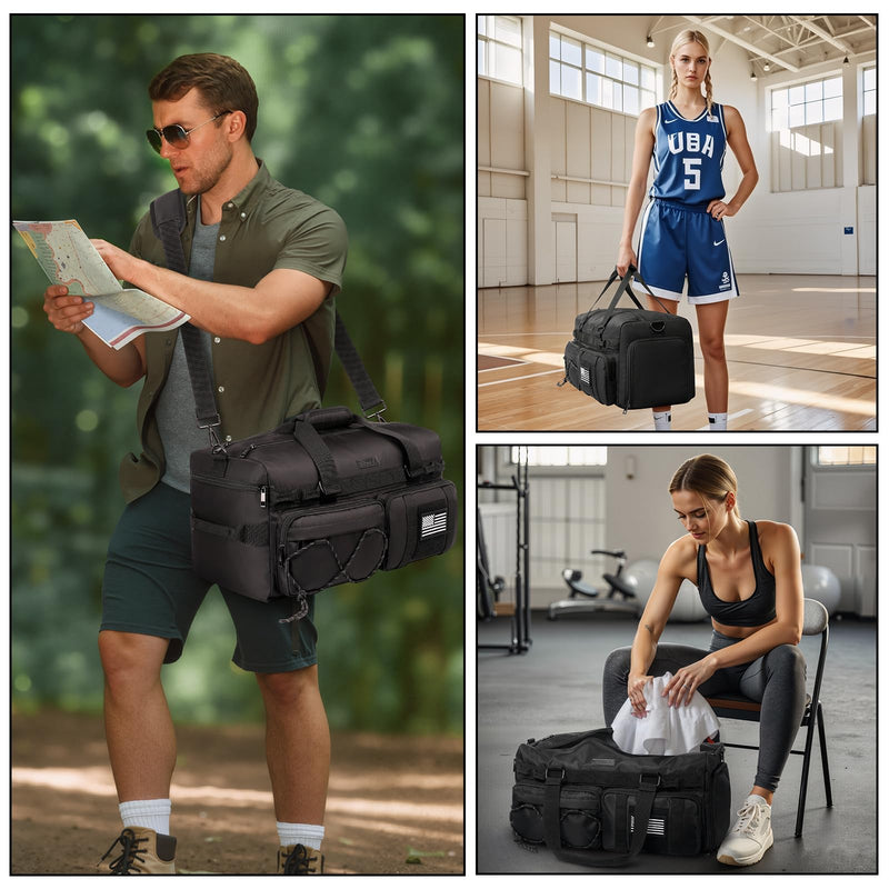 Gym Bag Water - Resistant Sports Duffel,Portable Lightweight Gym Bag,Sports Duffel Bags for Women&Men for Camp, Fitness, and Short Tours, Dance - The Red Flag area allows for DIY