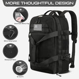 Gym Bags for Men Women, Carry On Luggage 22x14x9 Airline Approved, Tactical Duffle Bag with Shoe Compartment, 3 in 1 Carry on Travel Backpack with Wet Pocket, Weekender Overnight Bag, Black