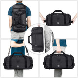 Gym Duffle Bag Backpack Waterproof Sports Duffel Bags Travel Weekender Bag for Men Women Overnight Bag with Shoes Compartment Black - Perfect Fathers Day Gifts for Dad/Men/Husband