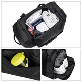 Gym Duffle Bag Backpack Waterproof Sports Duffel Bags Travel Weekender Bag for Men Women Overnight Bag with Shoes Compartment Black - Perfect Fathers Day Gifts for Dad/Men/Husband
