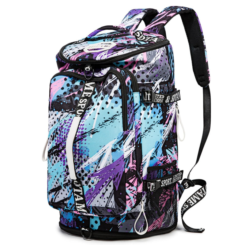 Gym Duffle Bag Backpack with Shoe Compartment,4 ways Travel Backpack for Women and Men,Multi - Functional Weekender bag with Waterproof Layer&Laptop Compartment for Fitness, Travel,Camping(Multicolor)