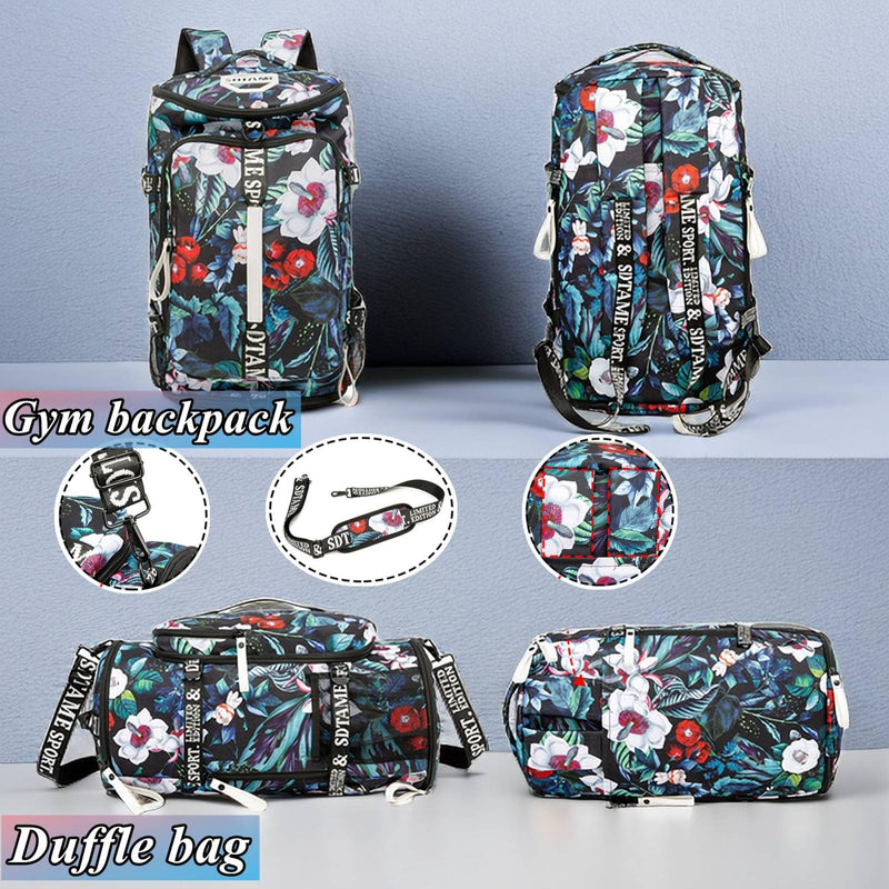 Gym Duffle Bag Backpack with Shoe Compartment,4 ways Travel Backpack for Women and Men,Multi - Functional Weekender bag with Waterproof Layer&Laptop Compartment for Fitness, Travel,Camping(Turquoise)