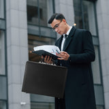 HAESTUS Briefcases for Men, Professional Leather Briefcase with Lock, Hard Shell Business Brief Case, Durable Executive Attache Case for Laptop Documents, Mens Hard Briefcase for Work Office Travel