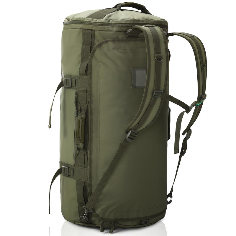 Haimont Large Duffle Backpack Bag for Men Travel, Heavy Duty Duffel Bags with Shoes Compartment for Long Trip, Camping, Water - resistant, 90L, Army Green