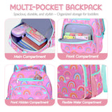 Hairao Toddler Backpack for Girls 2 - 4,Preschool Kindergarten Rainbow Backpacks,Small Backpack for Kids,Toddler Bookbag with Chest Strap