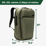 Halfday Roamer All - in - One Travel Backpack | 15” Laptop Compartment, Built - In Shoe/Laundry Pouch, Magnetic Sternum Strap, Padded Shoulder Support | Weekend & Business Trip Carry - on Bag, Olive