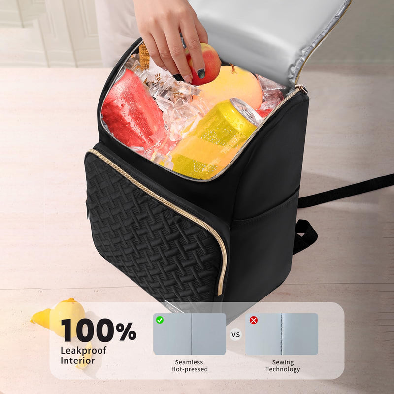 Halivita Cooler Backpack Insulated Leak Proof 33 Cans, Waterproof Hiking Backpack Cooler Soft Cooler Bag Lunch Backpack for Picnic Camping, Black