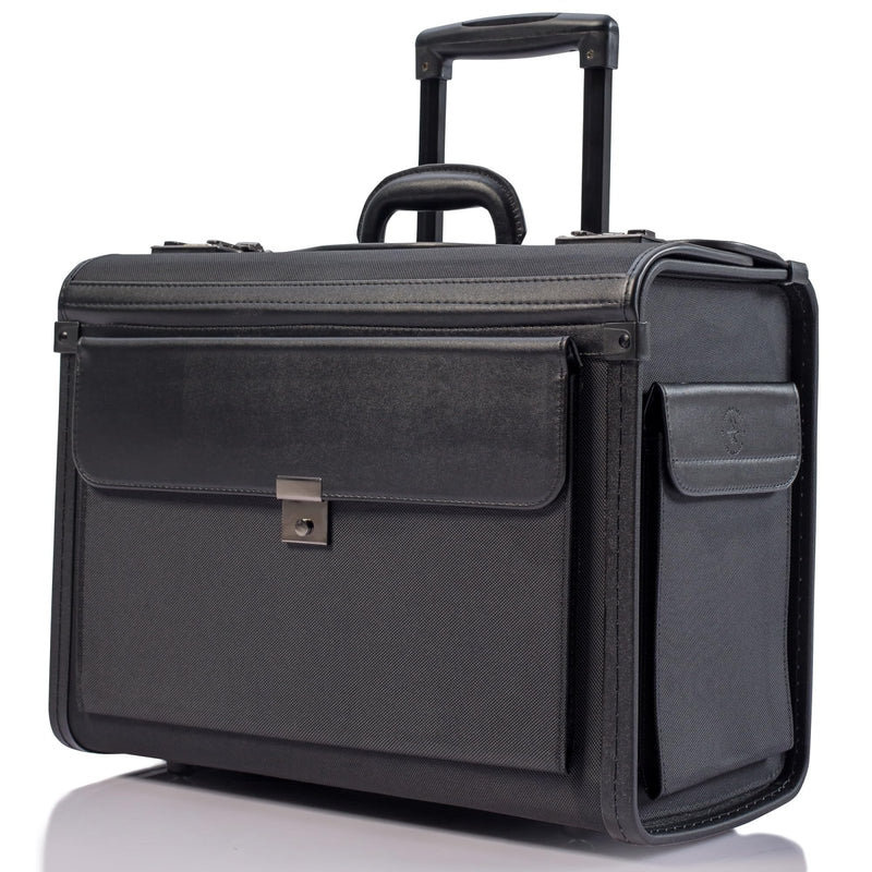 HAMMER ANVIL 19 Wheeled Briefcase Rolling Case Sales Sample Pilot Lawyer Attache Black Ballistic Nylon