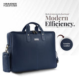 HAMMONDS FLYCATCHER Genuine Leather Laptop Bag for Men with Padded 15.6 Inch Laptop Sleeve, Leather Messenger Bag for Men - Briefcases with Multi Pockets for Office and Travel Use - Blue