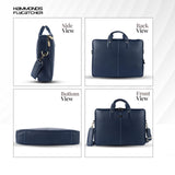 HAMMONDS FLYCATCHER Genuine Leather Laptop Bag for Men with Padded 15.6 Inch Laptop Sleeve, Leather Messenger Bag for Men - Briefcases with Multi Pockets for Office and Travel Use - Blue