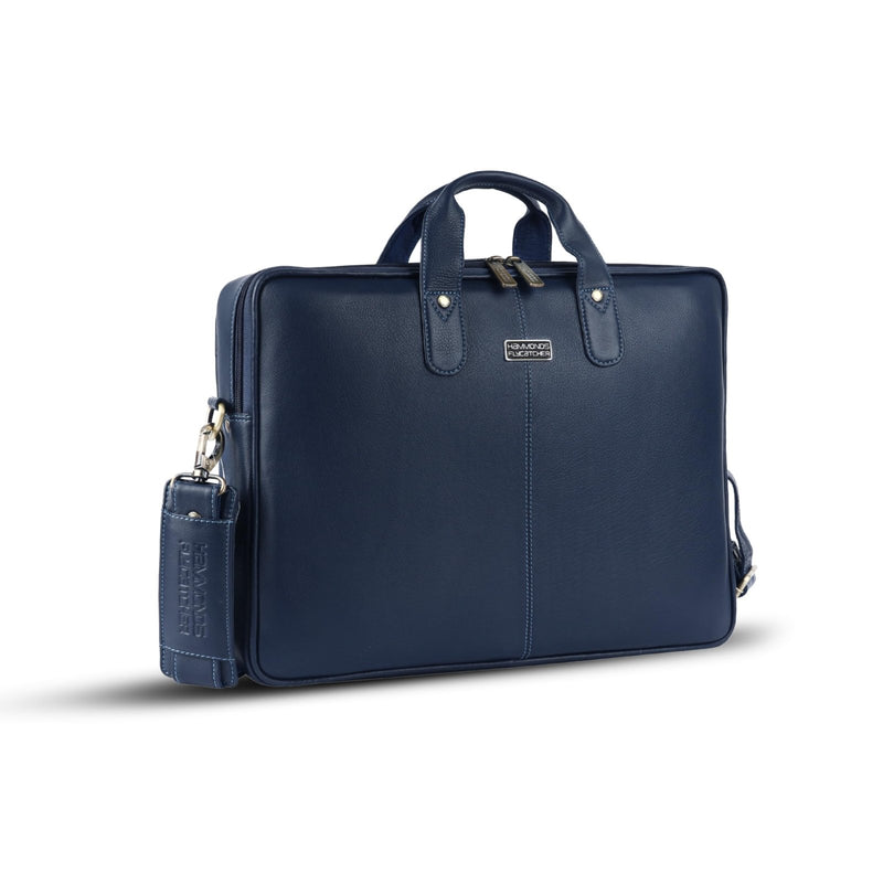 HAMMONDS FLYCATCHER Genuine Leather Laptop Bag for Men with Padded 15.6 Inch Laptop Sleeve, Leather Messenger Bag for Men - Briefcases with Multi Pockets for Office and Travel Use - Blue