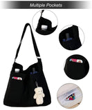 HAN - LBG Canvas Cute Tote Bag with Zipper, Reusable Women's Crossbody Shoulder Bag Handbag for Shopping Work Gym