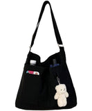 HAN-LBG Canvas Cute Tote Bag with Zipper, Reusable Women's Crossbody Shoulder Bag Handbag for Shopping Work Gym