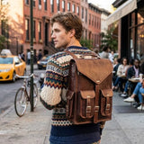 Handmade World Convertible Leather Laptop Backpack for Men – 17 Inch Business Travel Bag, 2-in-1 Messenger & Backpack, Full Grain Leather Work Bag, Carry On Professional Office Bag (12" x 16")