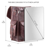 Handmade World Convertible Leather Laptop Backpack for Men – 17 Inch Business Travel Bag, 2-in-1 Messenger & Backpack, Full Grain Leather Work Bag, Carry On Professional Office Bag (12" x 16")
