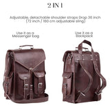 Handmade World Convertible Leather Laptop Backpack for Men – 17 Inch Business Travel Bag, 2-in-1 Messenger & Backpack, Full Grain Leather Work Bag, Carry On Professional Office Bag (12" x 16")