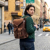 Handmade World Convertible Leather Laptop Backpack for Men – 17 Inch Business Travel Bag, 2-in-1 Messenger & Backpack, Full Grain Leather Work Bag, Carry On Professional Office Bag (12" x 16")