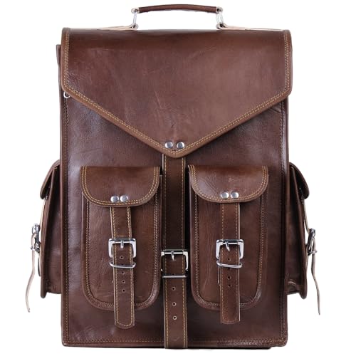 Handmade World Convertible Leather Laptop Backpack for Men – 17 Inch Business Travel Bag, 2-in-1 Messenger & Backpack, Full Grain Leather Work Bag, Carry On Professional Office Bag (12" x 16")