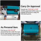 Hanke 16 Inch Underseat Carry On Luggage with Wheels Hard Shell Mini Small Suitcases Carry On Bag for Airline Approved TSA Luggage Lightweight Travel Suitcase(Caribbean Blue)