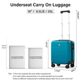 Hanke 16 Inch Underseat Carry On Luggage with Wheels Hard Shell Mini Small Suitcases Carry On Bag for Airline Approved TSA Luggage Lightweight Travel Suitcase(Caribbean Blue)