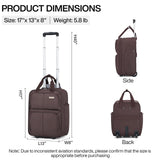 Hanke 16 Inch Underseat Carry On Luggage With Wheels, Small Rolling Suitcase Lightweight Under Seat Carry On Bag, Airline Approved Personal Item Overnight Softside Travel Luggage Bag,Coffee