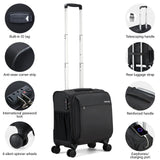 Hanke 16 Inch Underseat Carry On Luggage with Wheels Small Suitcase Softside Luggage Bags, 17.5 Foldable Lightweight Personal Item Travel Bags for Women Men（Black）