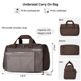Hanke 16 Inch Underseat Carry On Luggage with Wheels Small Suitcase Softside Luggage Bags, 17.5 Foldable Lightweight Personal Item Travel Bags for Women Men(Coffee)