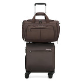 Hanke 16 Inch Underseat Carry On Luggage with Wheels Small Suitcase Softside Luggage Bags, 17.5 Foldable Lightweight Personal Item Travel Bags for Women Men(Coffee)