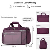 Hanke 16 Inch Underseat Carry On Luggage with Wheels Small Suitcase Softside Luggage Bags, 17.5 Foldable Lightweight Personal Item Travel Bags for Women Men(Purple)