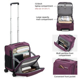 Hanke 16 Inch Underseat Carry On Luggage with Wheels Small Suitcase Softside Luggage Bags, 17.5 Foldable Lightweight Personal Item Travel Bags for Women Men(Purple)